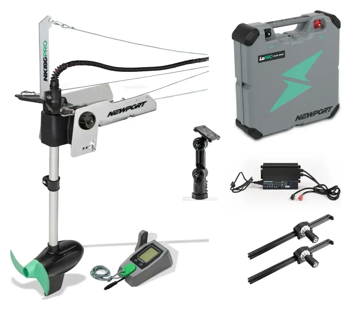 Newport Vessels TitanX Propel / Hammer / Slayer LTE / Max 10 (2026) Stern Newport NK180 PRO + 24V 50AH LoPro Battery w Wizard Motorization Kit, product photograph